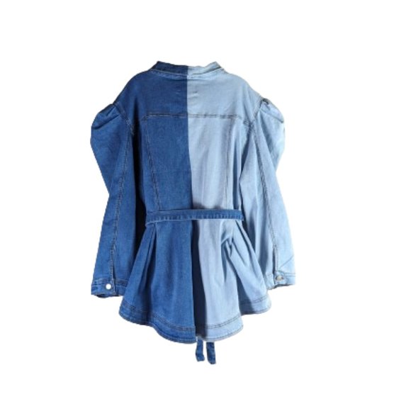 AZALEA WANG Gemini Blue Peplum Ruffled Denim Jacket Size 3XL Jean Akira - Picture 4 of 16